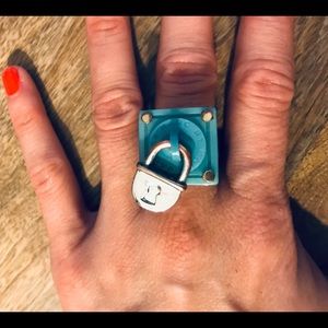 Marc Jacobs Blue Lock Ring Size 6